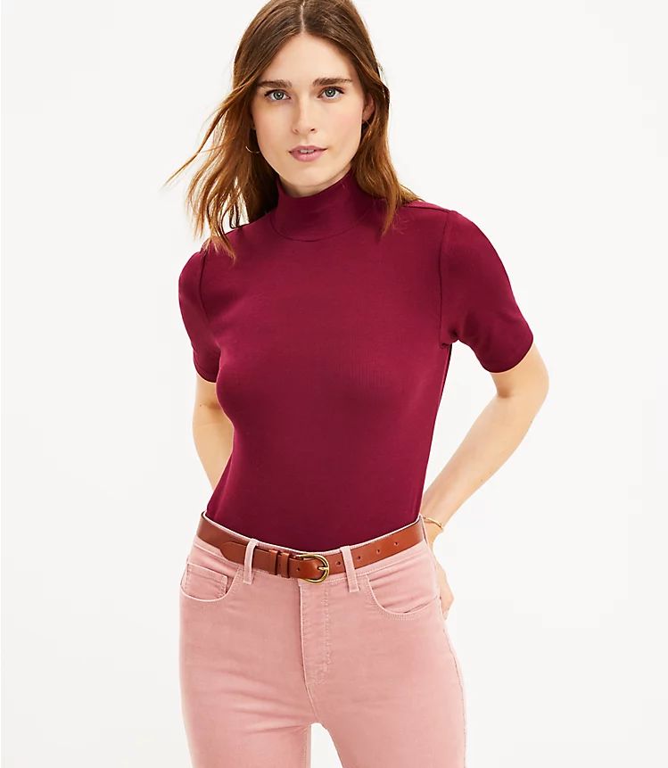 Ribbed Mock Neck Top | LOFT