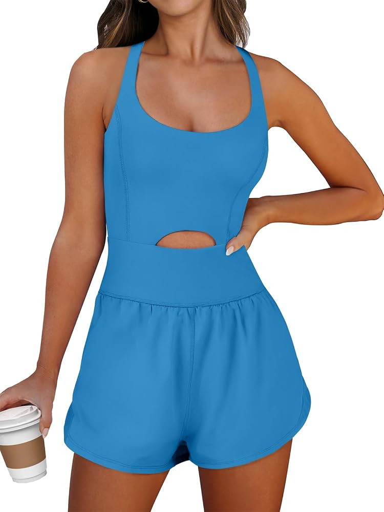 ANRABESS Women Rompers Running Exercise Workout Set One Piece Jumpsuits Gym Yoga Outfits 2025 Sum... | Amazon (US)