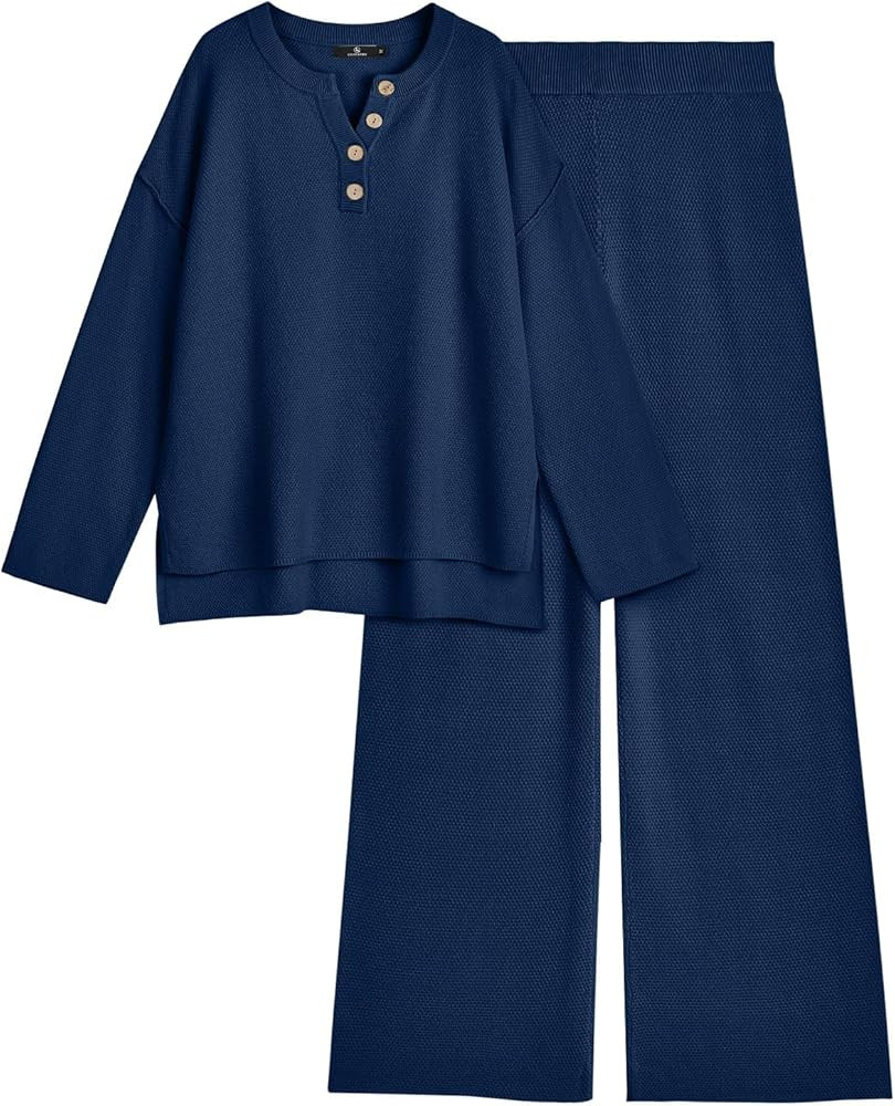 LILLUSORY Women's 2 Piece Lounge Sets Oversized Slouchy Matching Sets Cozy Knit Sets | Amazon (US)