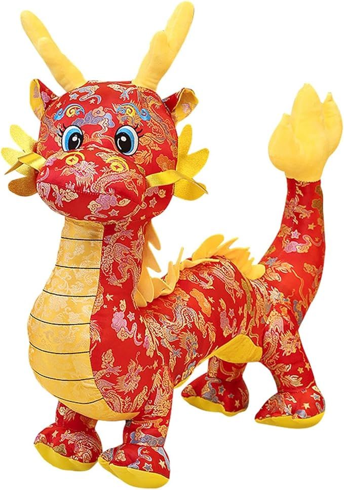 Chinese Dragon Plush Doll, 2024 Year of The Dragon Mascot, Dragon Stuffed Animal Standing Statue ... | Amazon (US)