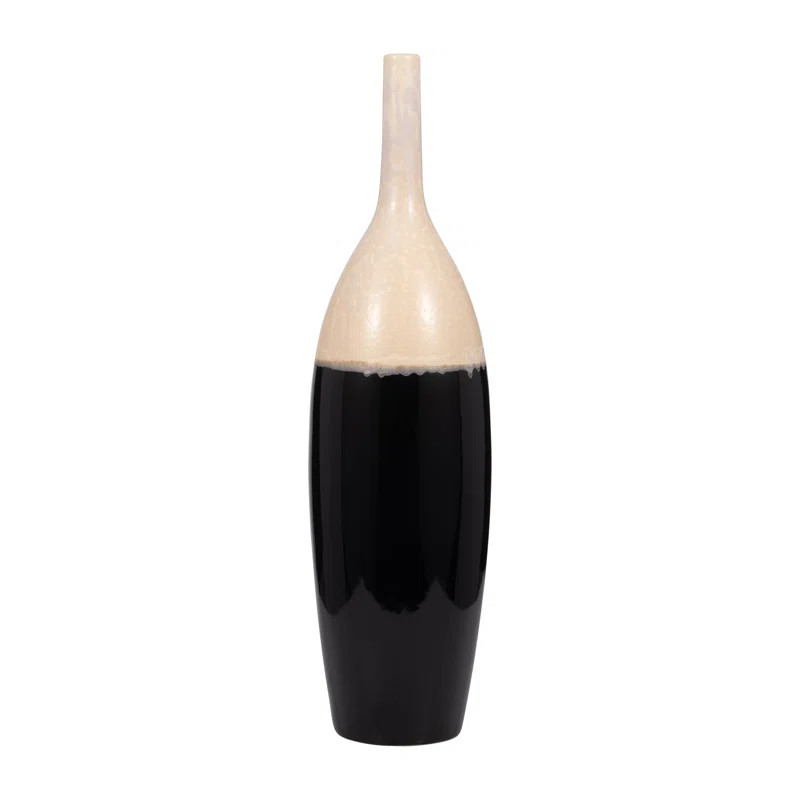 Alondra Stoneware Vase, White, Novelty, Two-tone - Timeless Black Decor for Modern Homes | Wayfair North America