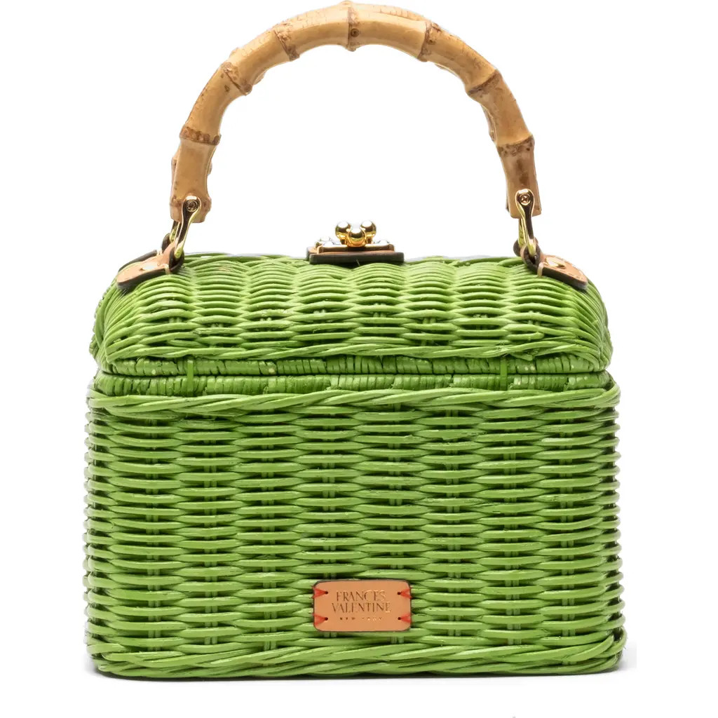 Frances Valentine Hannah Woven Wicker Lunchbox in Lime Green at Nordstrom | Nordstrom