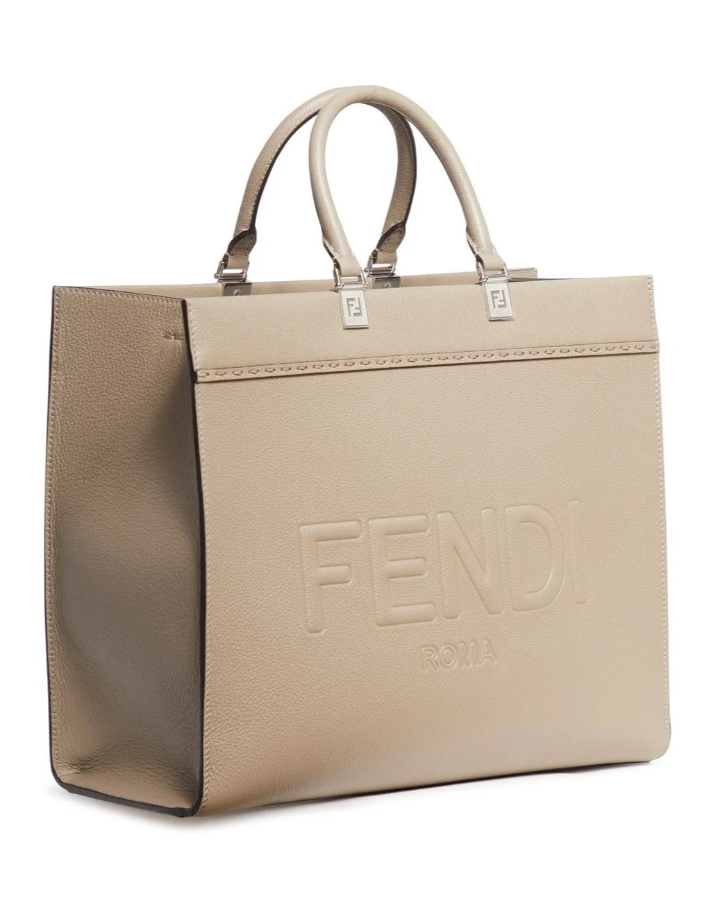 Fendi Sunshine Logo Embossed Medium Tote Bag | Cettire Global