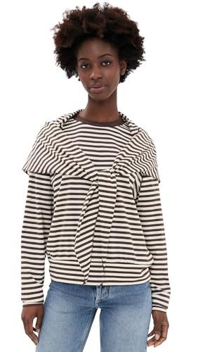 Lioness Women's Olsen Long Sleeve Tee, Dark Chocolate Stripe, XXL | Amazon (US)