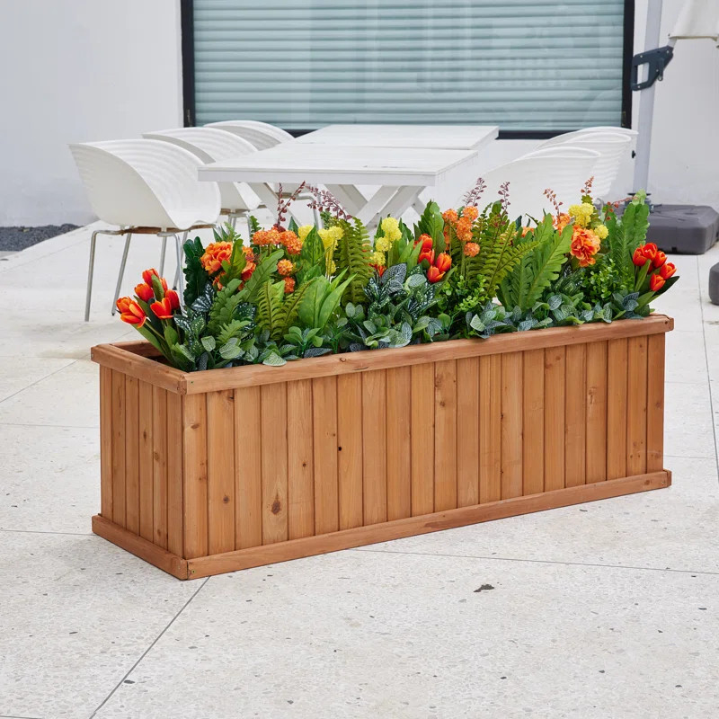 Barros Cedar Wood Outdoor Raised Garden Bed Planter Box | Wayfair North America