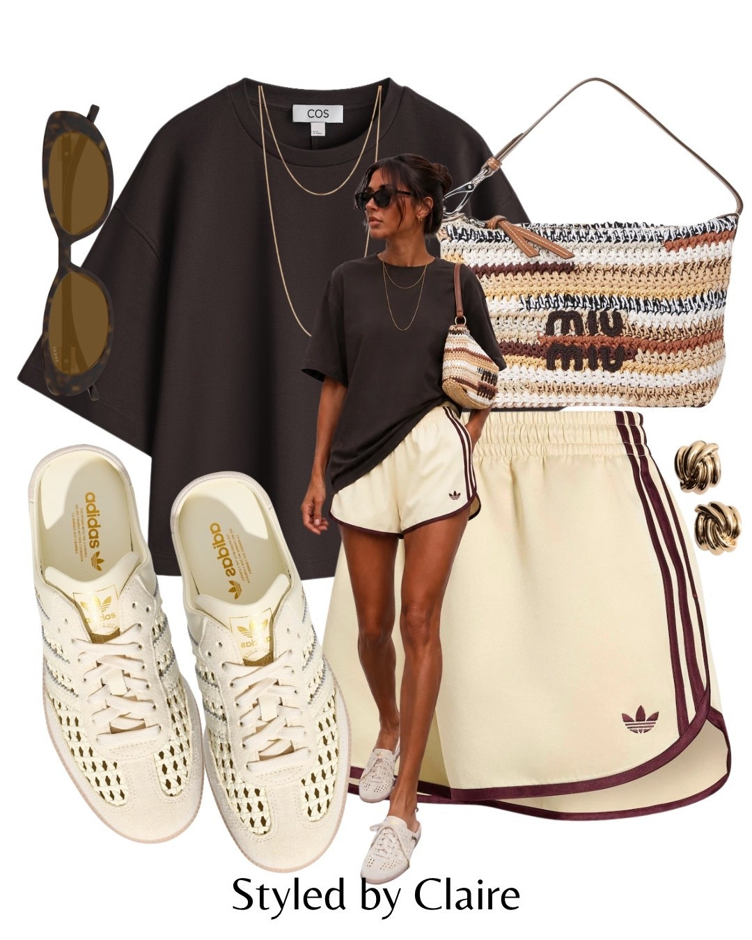BROWN & BUTTER YELLOW🤎💛
Tags: adidas sprinter 3S shorts mini city break cos boxy oversized tshirt samba og raffia crochet effect mules miu miu shoulder bag neutral sunglasses necklace fashion cool girl inspo outfit ideas

#LTKsummer #LTKstyletip #LTKshoes