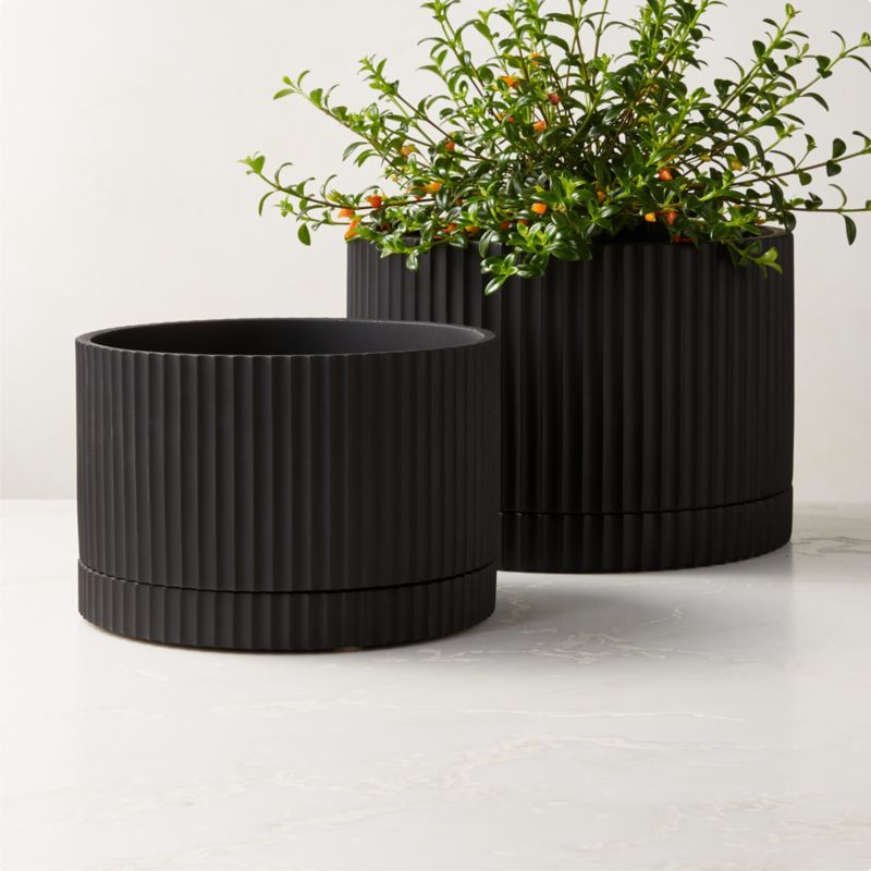 Fold Black Cement Planters | CB2 | CB2