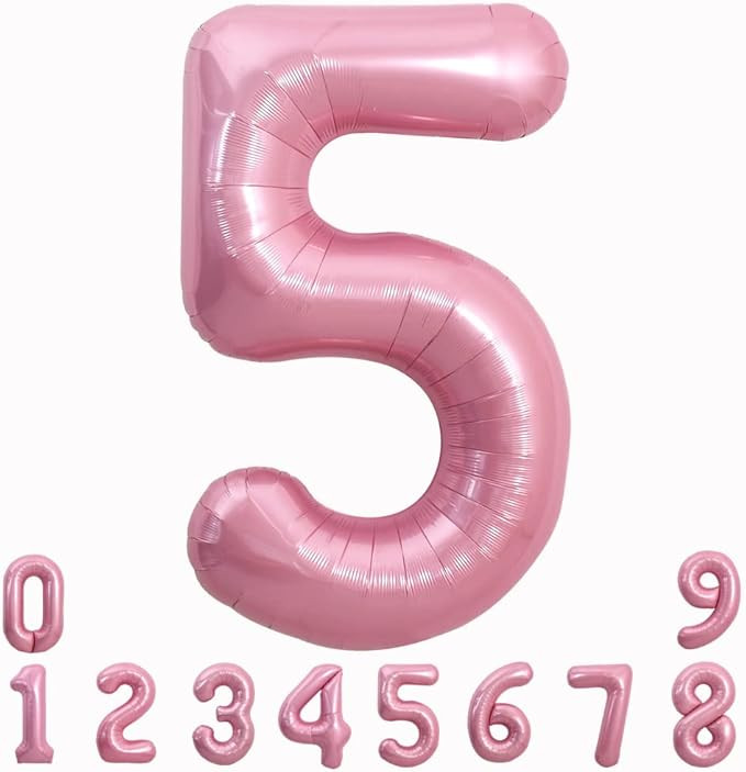 TONIFUL 40 Inch Light Pink Large Macaron Numbers Balloons 0-9, Number 5 Digit 5 Helium Balloons, ... | Amazon (US)