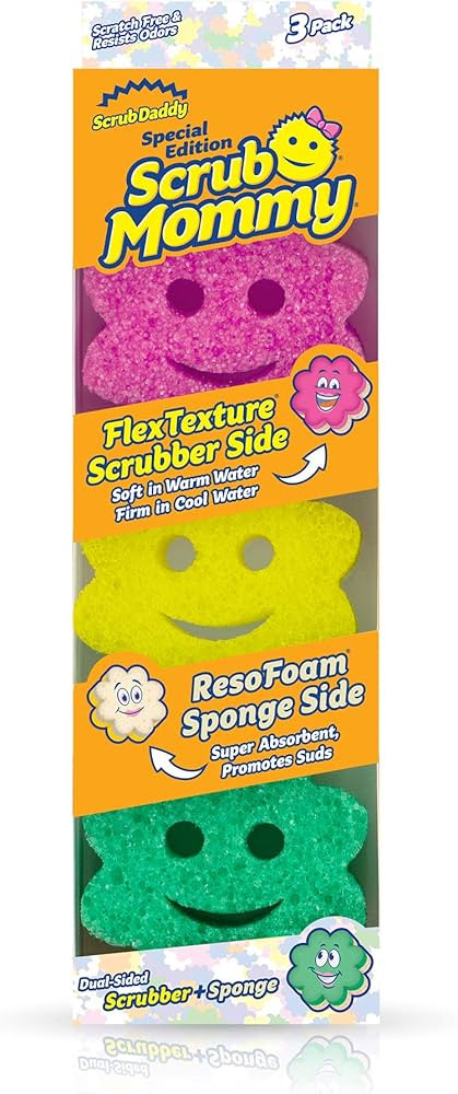 Scrub Daddy Sponge Set - Scrub Mommy Power Flower Dual- Sided Sponge and Scrubber - Non Scratch S... | Amazon (US)