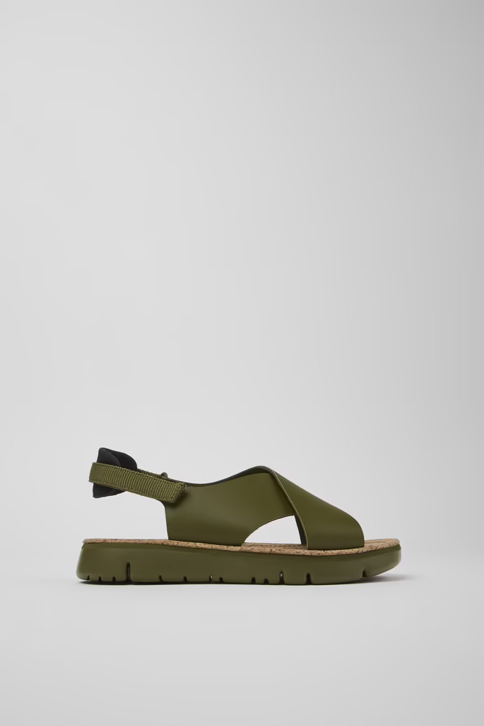 Green Leather/Textile Sandal for Women | CAMPER US, CA, AU, LATAM