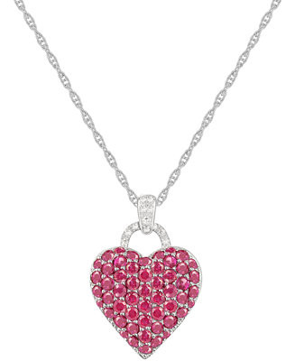 Sapphire (1-3/4 ct. t.w.) and Diamond Accent Heart Pendant Necklace in Sterling Silver (Also Avai... | Macy's