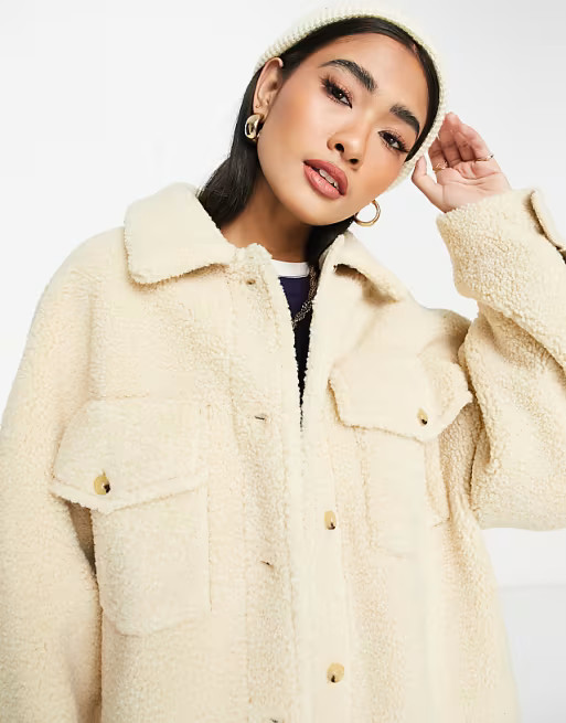 Mango oversized shacket in teddy | ASOS | ASOS (Global)