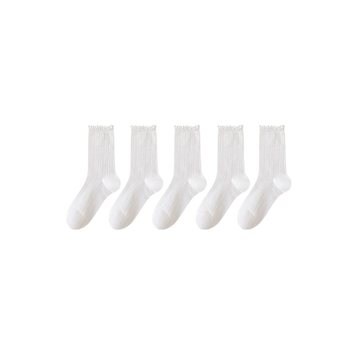 Anna-Kaci Women's Ribbed Crew Socks with Ruffle Lettuce Trim Soft Stretch Knit Comfortable Everyd... | Target