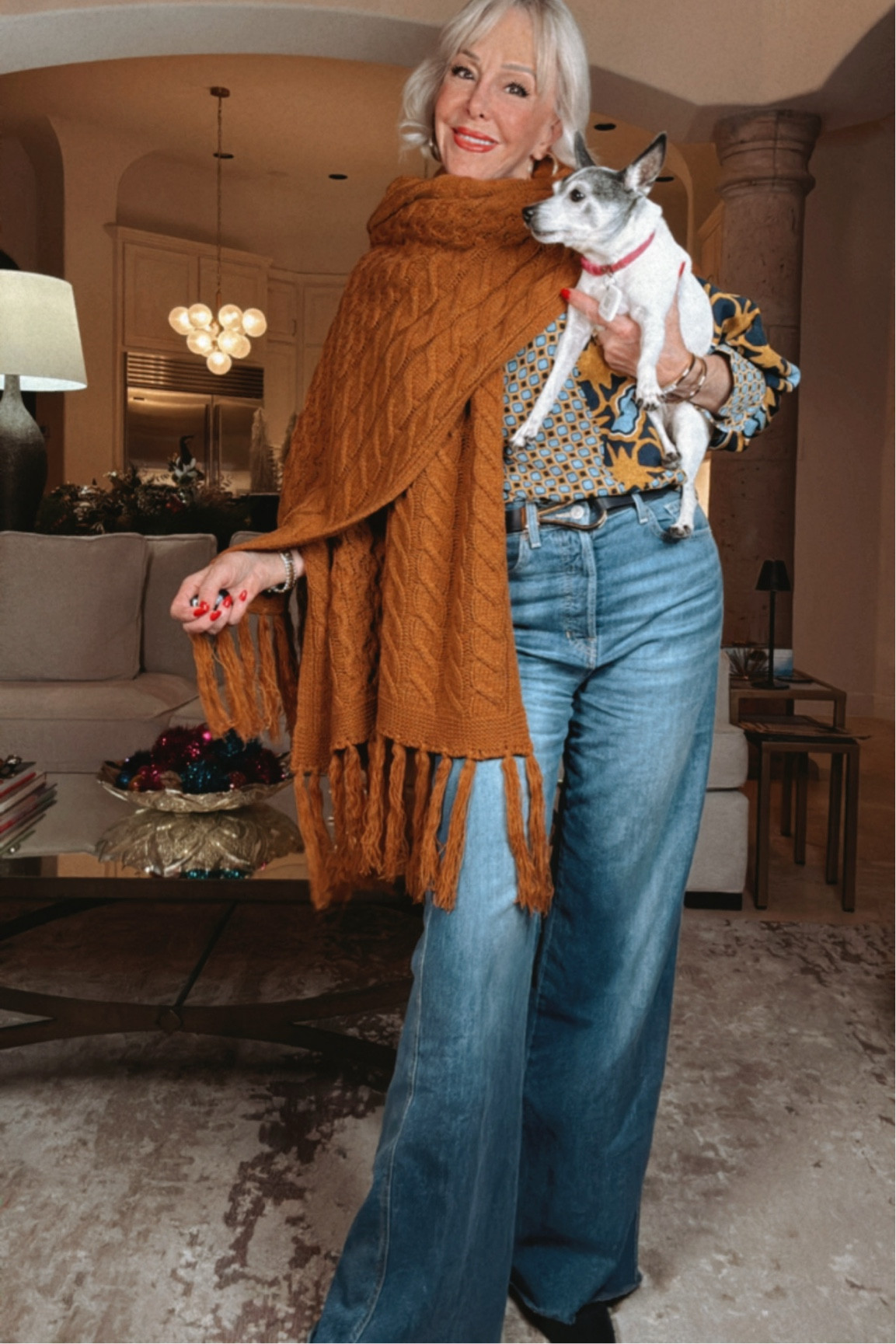 Oversized cable knit fringe scarf. It comes in 4 colors including a white green and red. Perfect to wear out and about, on an airplane or cozy up in front of the fire at home.
Winter style Shawl wrap 


#LTKGiftGuide #LTKOver40 #LTKTravel