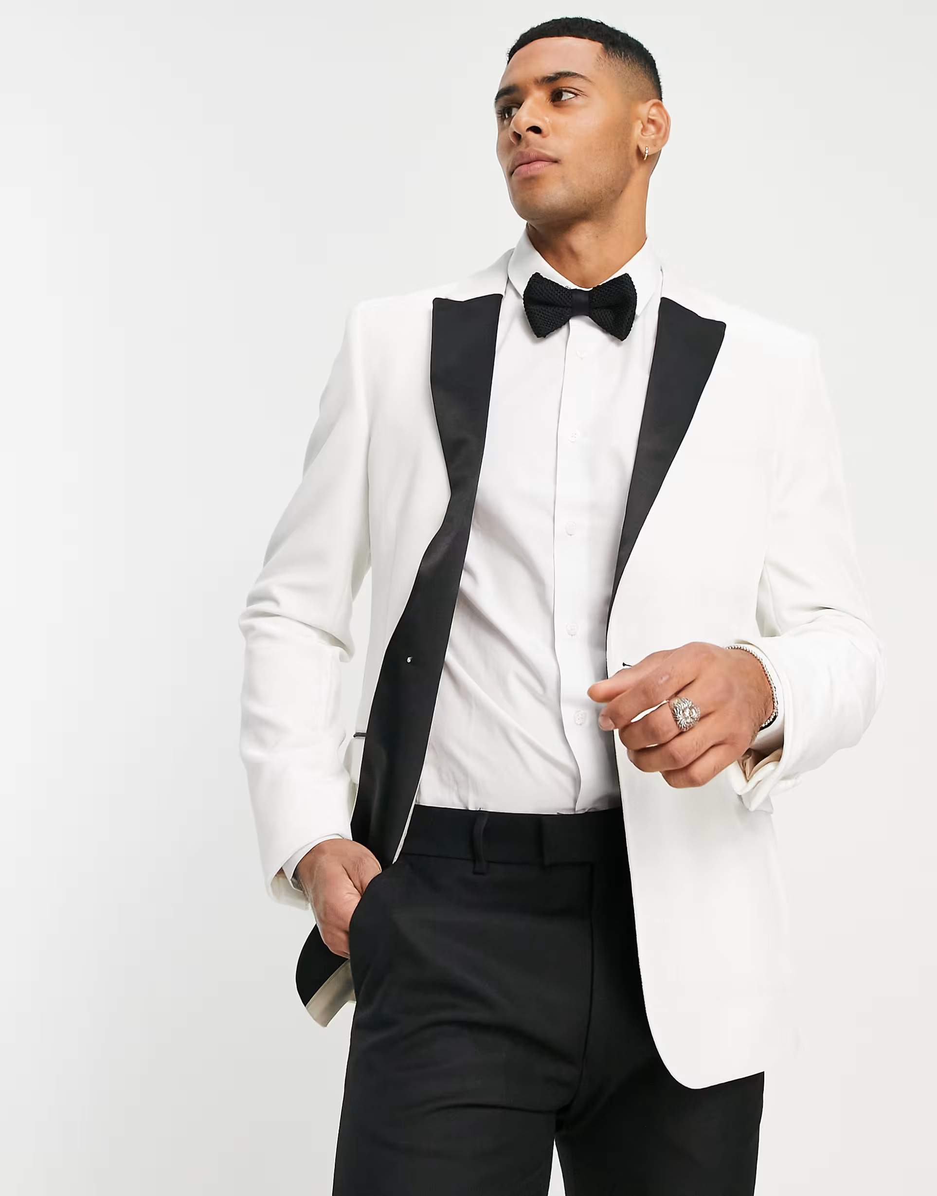 ASOS DESIGN super skinny velvet tuxedo blazer in white | ASOS (Global)
