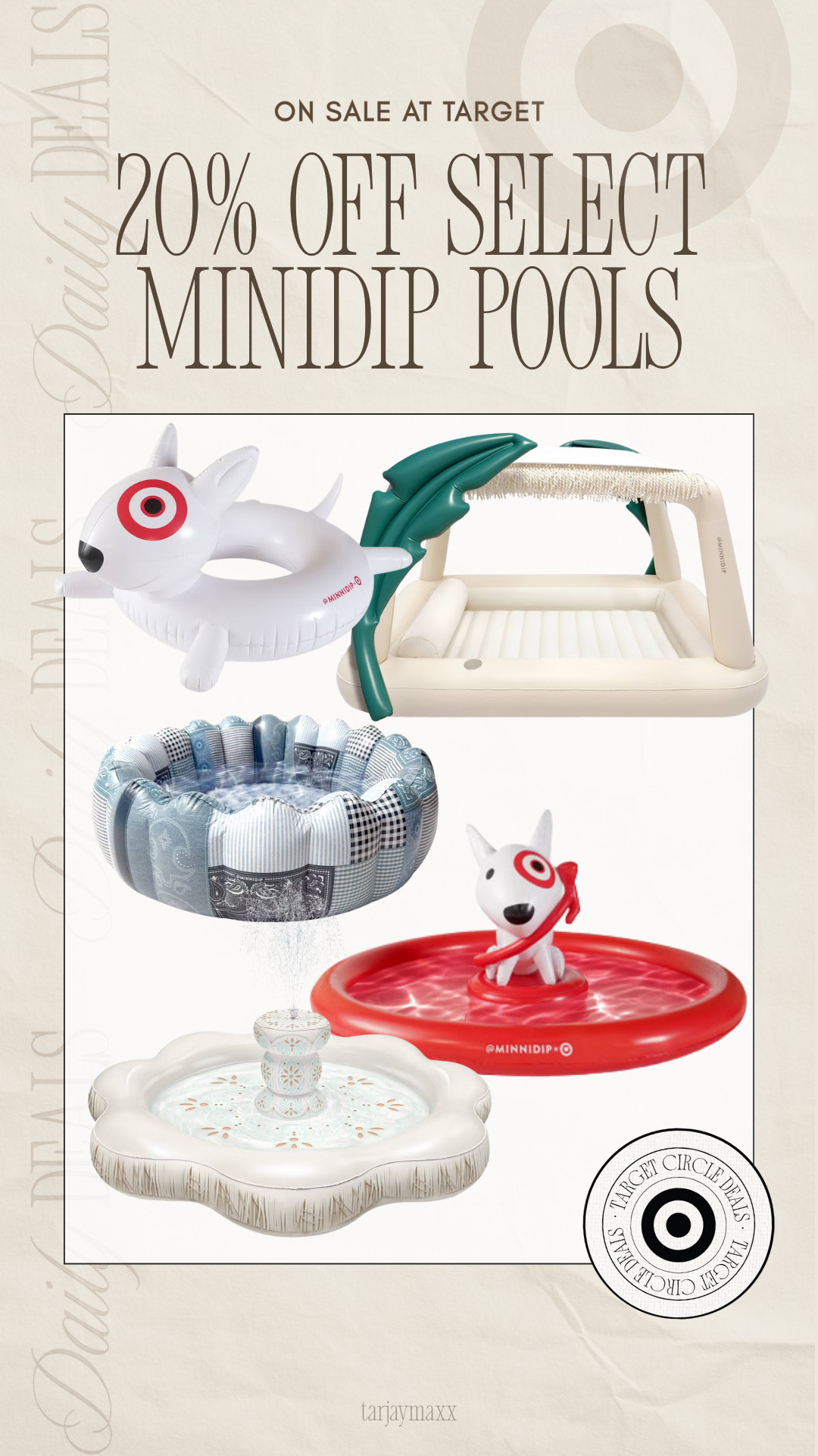 Suddenly I need all the Bullseye dog stuff 😂 Target Circle Week has select Minnidip pools and floats 20% off, and the Bullseye dog float might be the cutest summer find I've seen all season. 

wedding guest dress summer, summer outfits, summer dresses, fathers day gift guide, vacation outfits beach, travel outfits, summer entertaining, target deals, target circle week, pool floats, backyard summer, minnidip, bullseye dog, outdoor living, summer essentials, deal alert
 

 #LTKSeasonal #LTKHome #LTKSwim