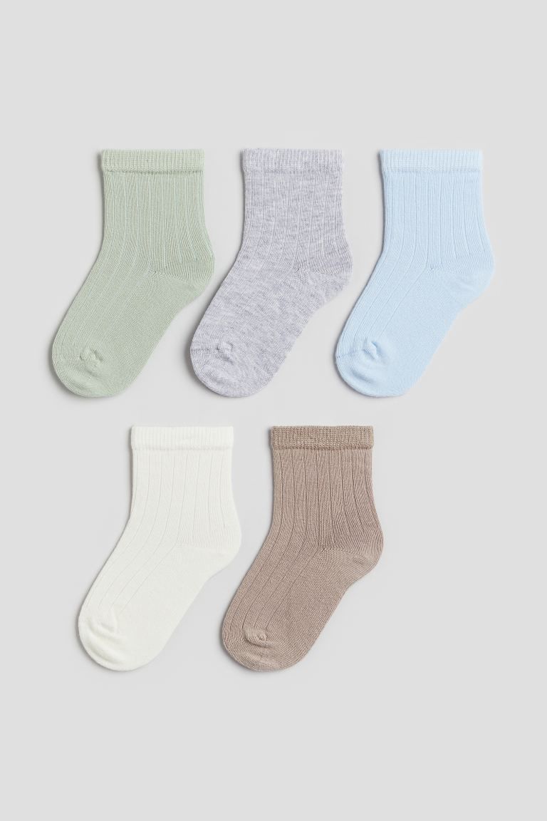 5-pack textured-knit socks - Light green/Light blue - Kids | H&M GB | H&M (UK, MY, IN, SG, PH, TW, HK)