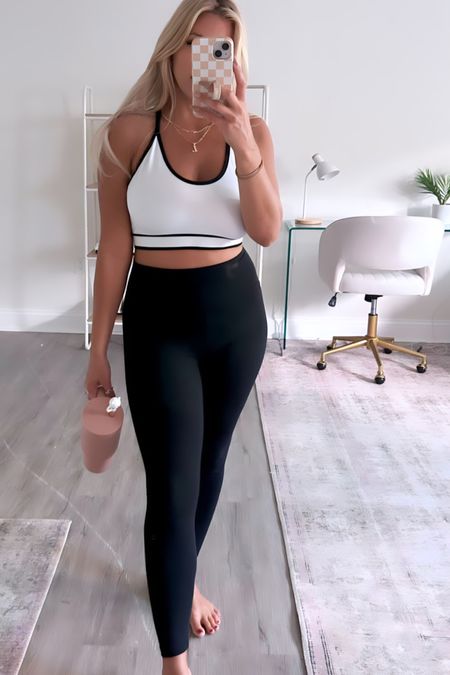 Favorite Walmart sports bras! I do a large and these leggings are exactly like lulu on amazon! I got a medium 🤍