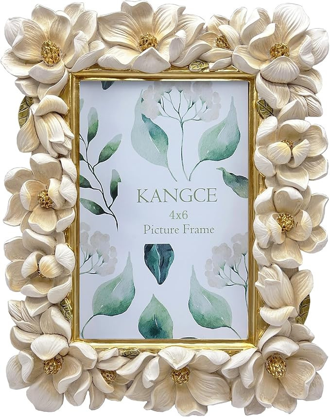 Vintage Picture Frames 4x6 Antique White and Gold Ornate Flower Picture Frames for Tabletop and W... | Amazon (US)