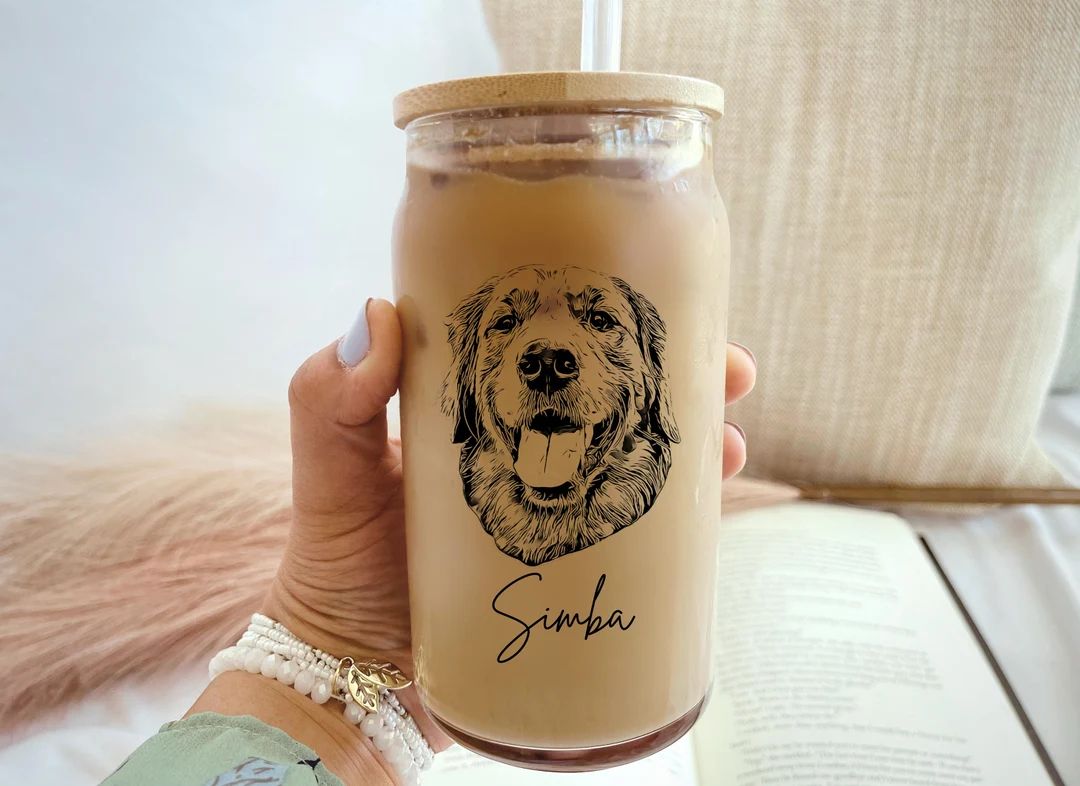 Custom Dog Beer Can Glass With Bamboo Lid Dog Mom Glass Mug - Etsy | Etsy (US)