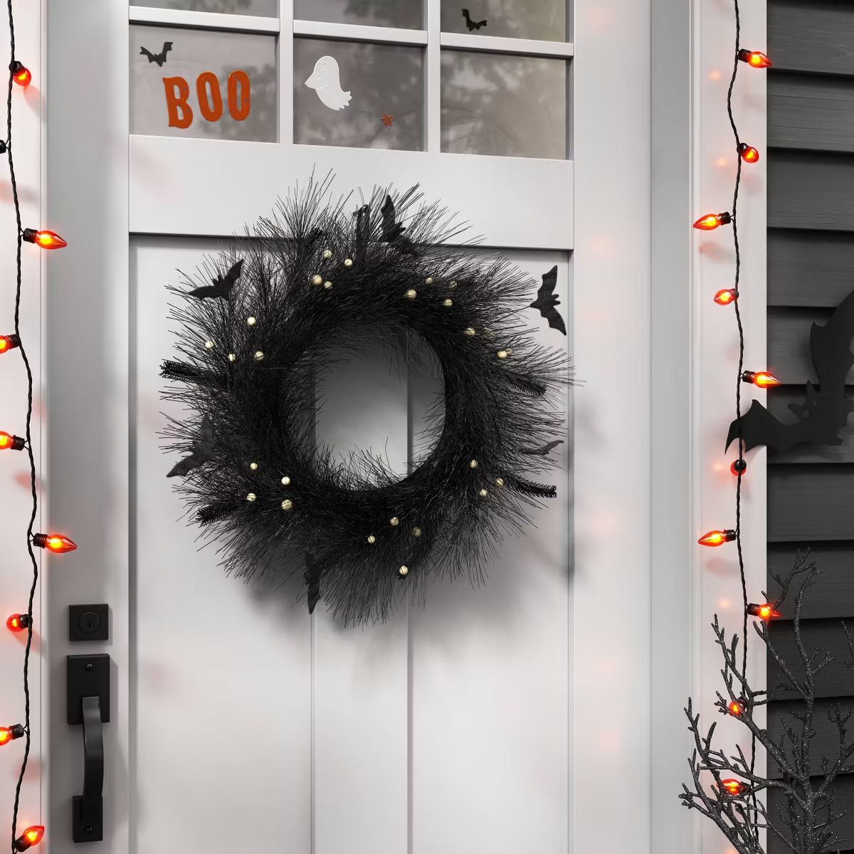 20" Halloween Greenery Wreath Black - Hyde & EEK! Boutique™ | Target