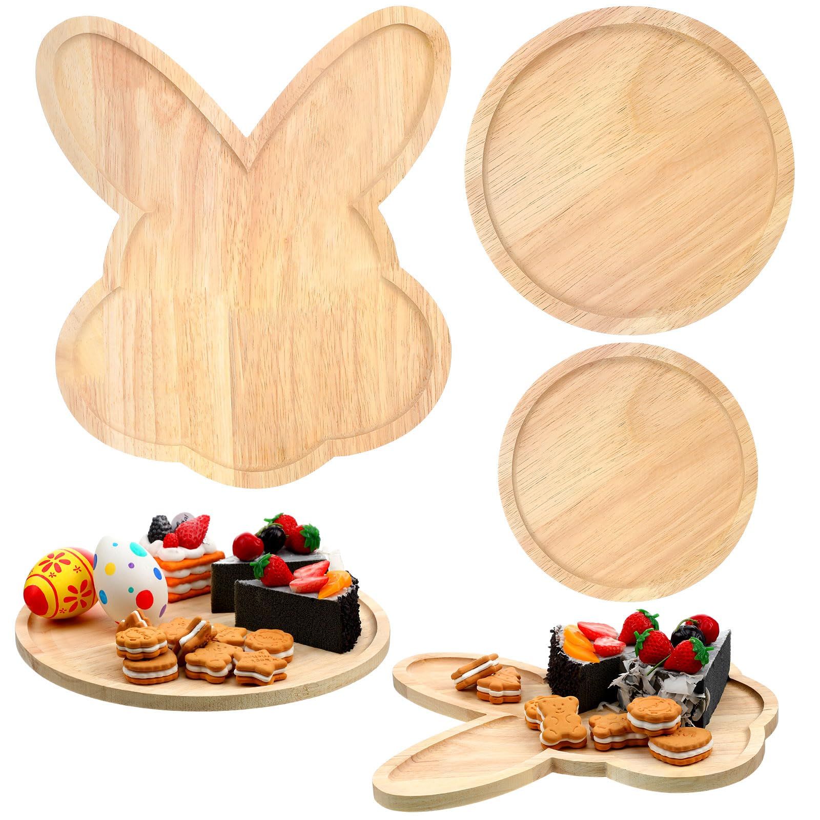 Bencailor 3 Pcs Easter Wooden Serving Tray Round Shaped and Wood Serving Plate Rustic Decorative ... | Amazon (US)