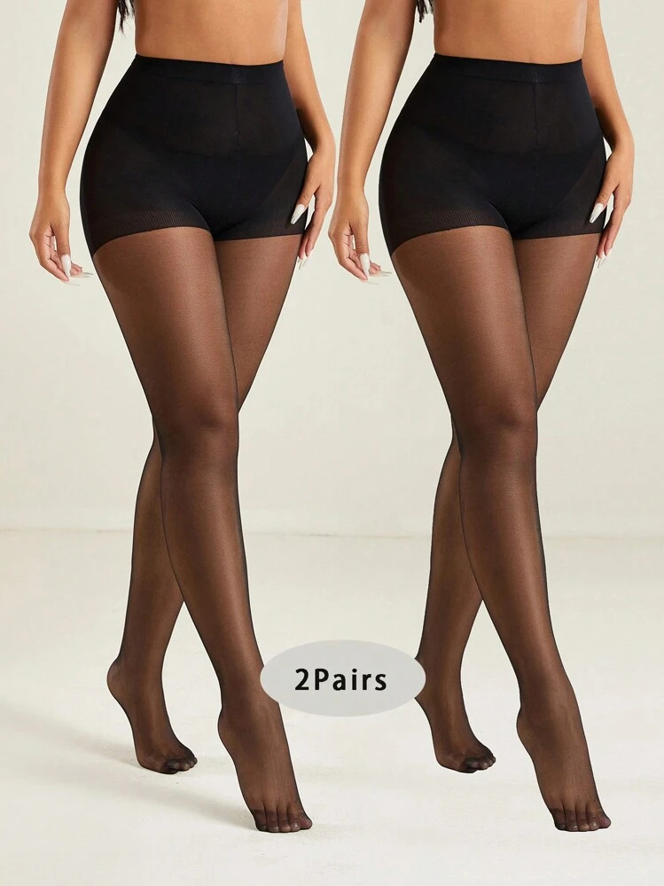 2pairs Women Sexy 20D Sheer Stockings Black Tights Fashionable Minimalist Pantyhose | SHEIN