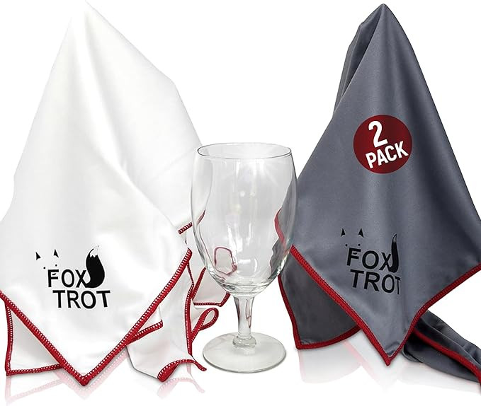 Fox Trot Large Microfiber Polishing Cloths (2 Pack White | Gray) | Streak Free, Lint Free Shine a... | Amazon (US)