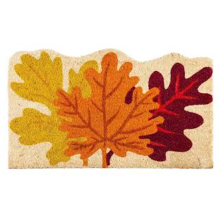 Evergreen Fall Leaves 30 in. x 18 in. Shaped Coir Door Mat, Multi-Colored | The Home Depot