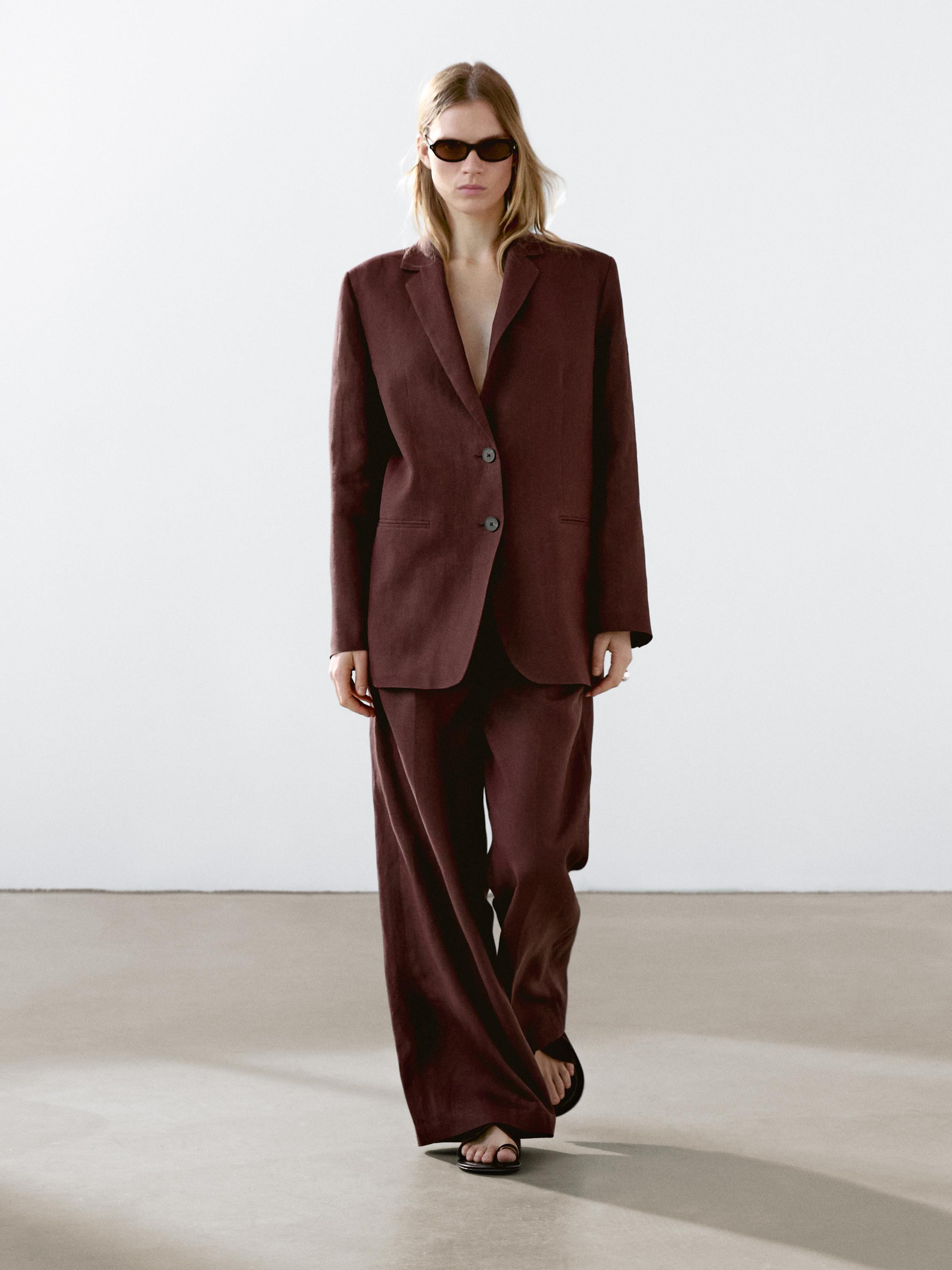 100% linen two-button blazer | Massimo Dutti UK