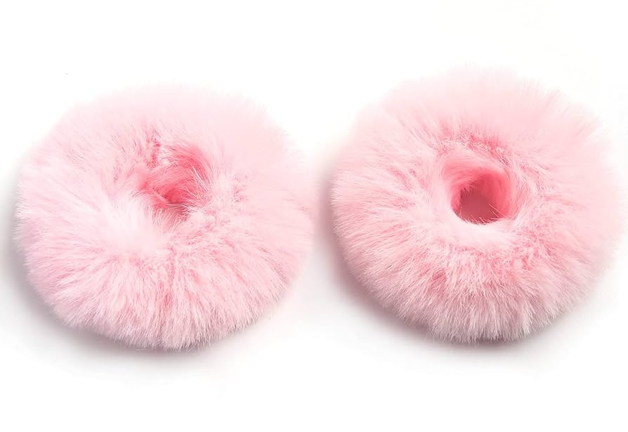 Furling Pompoms Furry Faux Rabbit Fur Hair Scrunchies Artificial Fur Hair Bobbles Elastic Hair Ba... | Amazon (US)