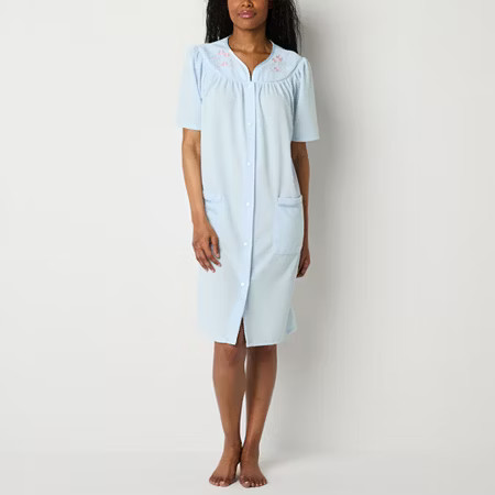 Adonna Womens Waffle Short Sleeve Long Length Robe, Large, Blue | JCPenney