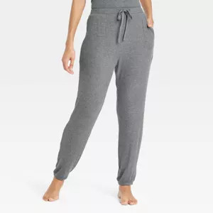 Women's Cozy Ribbed Jogger Pants - Auden™ Oatmeal M | Target