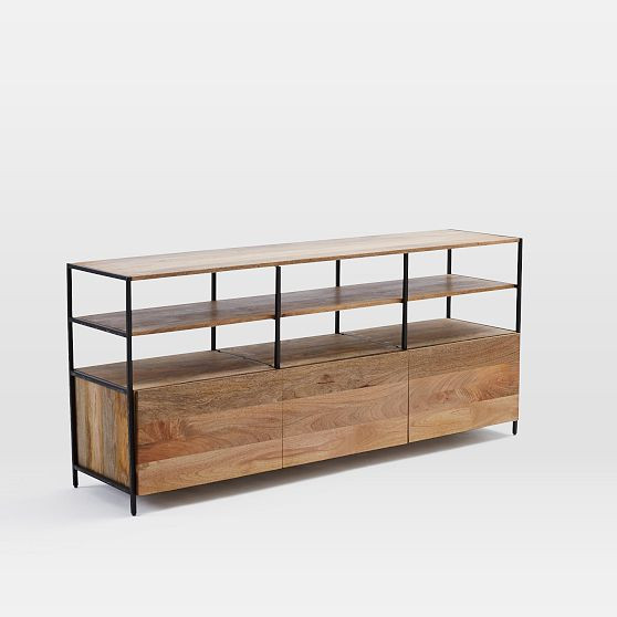 Industrial Storage Modular System, 67"" Media Console, Raw Mango | West Elm (US)
