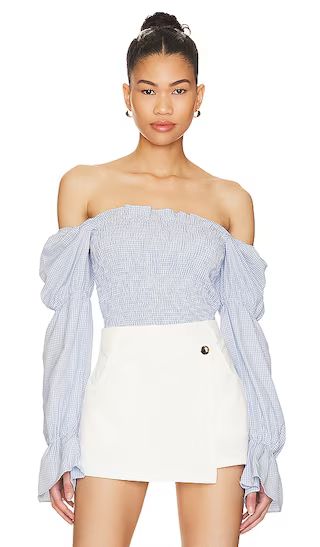 Abigail Smocked Top in Blue | Revolve Clothing (Global)