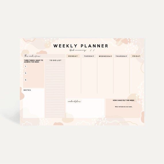 A4 Weekly Planner Pad With Neutral Minimalistic Design - Etsy | Etsy (US)