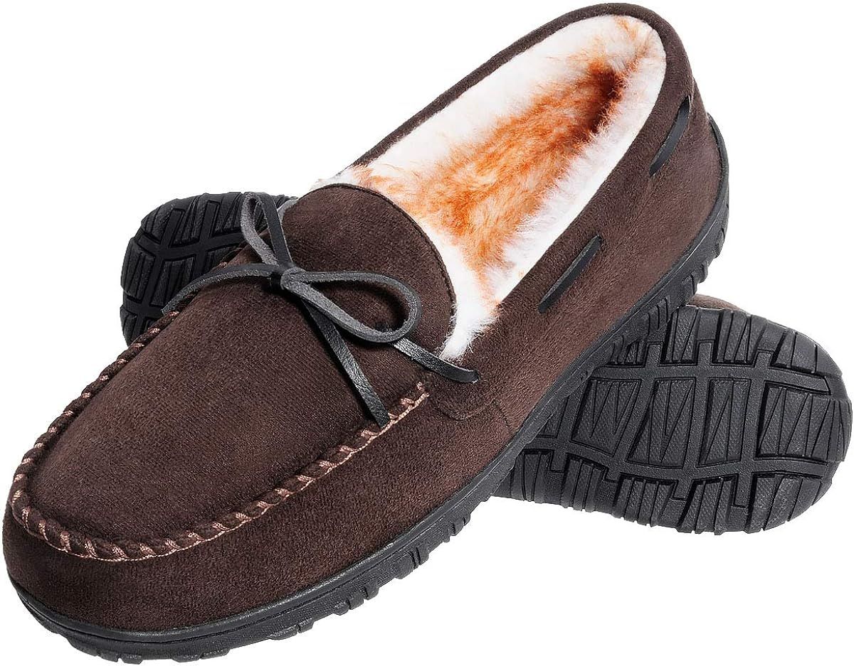 Shoeslocker Men's Warm Comfortable Plush Slippers | Amazon (US)