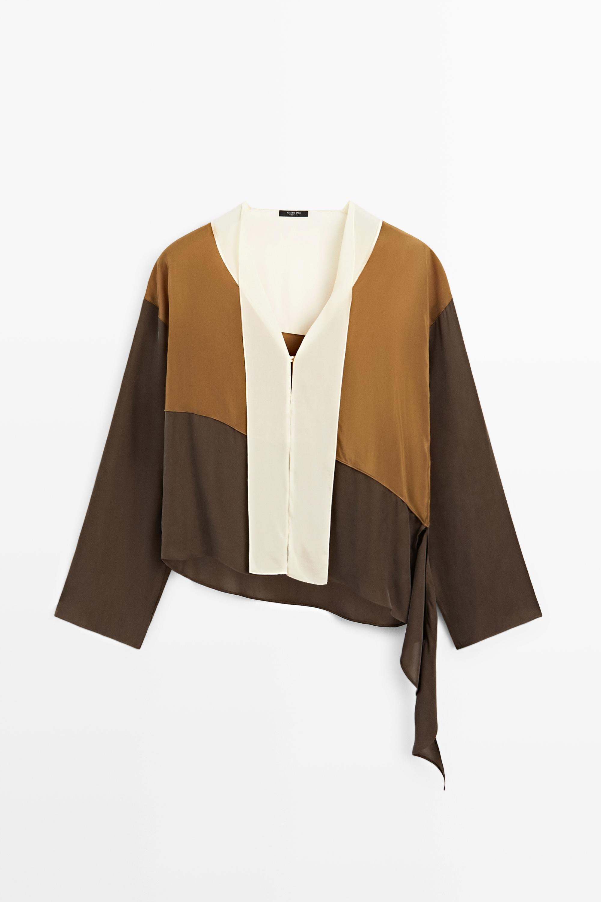 Tricolor flowing shirt | Massimo Dutti UK