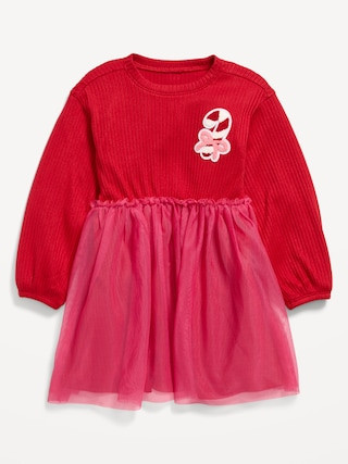Long-Sleeve Ribbed Graphic Tutu Dress for Toddler Girls | Old Navy (US)