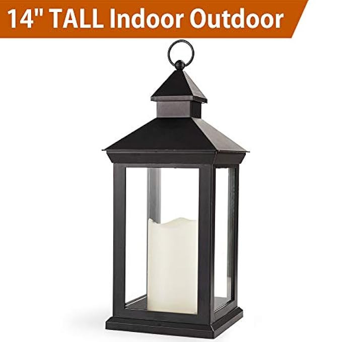 Bright Zeal 14" Tall Vintage Decorative Lantern with LED Pillar Candle - Outdoor Lantern Waterproof  | Amazon (US)