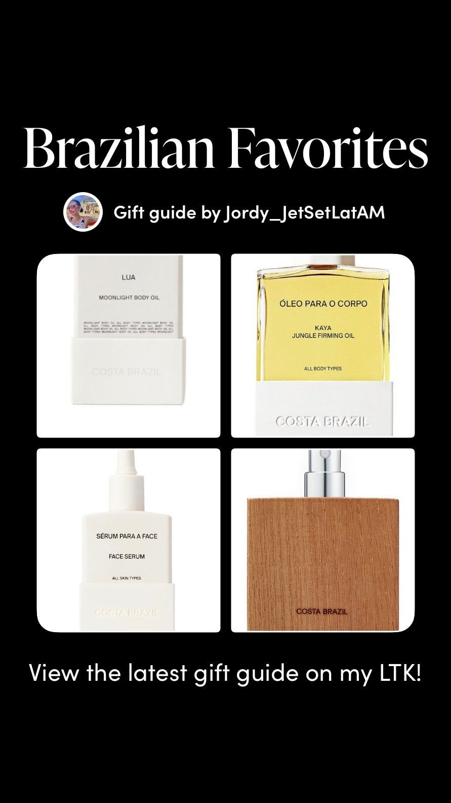 Brazilian beauty favorites—luxury oils, serums, and scents inspired by the rainforest.

A curated collection of Brazilian beauty essentials crafted for radiant, grounded, effortless luxury. From nutrient-rich jungle oils to minimalist, sculptural skincare, these Costa Brazil favorites bring the warmth, ritual, and natural elegance of Latin America into your daily routine.

Explore the full Brazilian Favorites gift guide on my LTK for more elevated, soulful finds.

#LTKGiftGuide #LTKCyberWeek #LTKHoliday