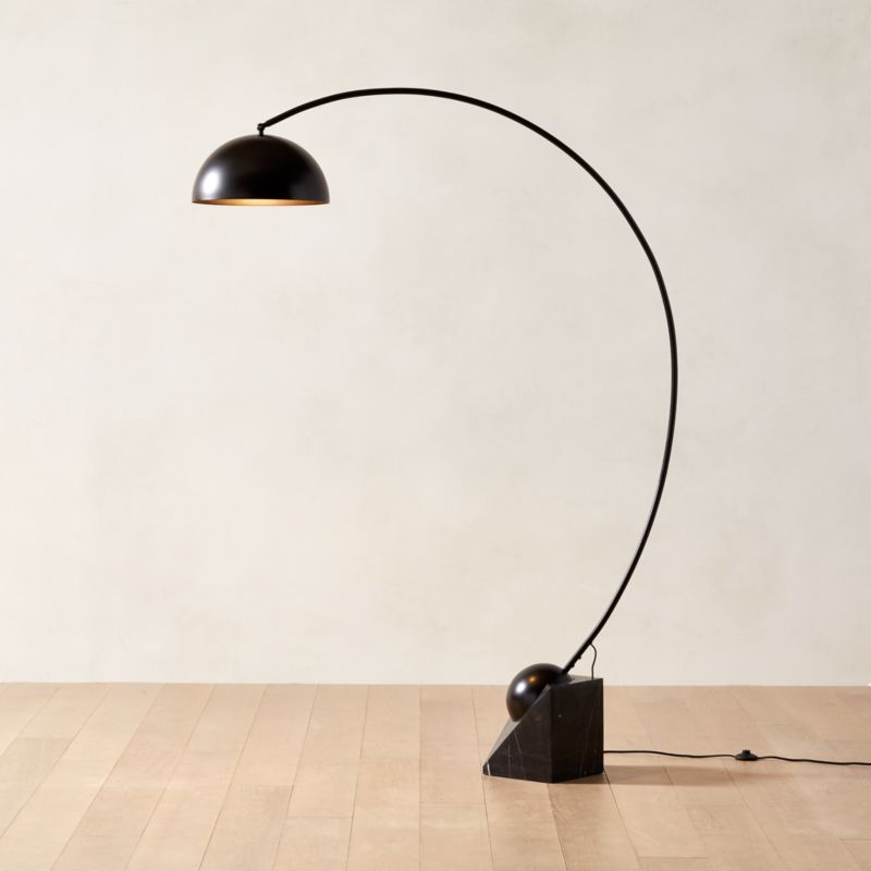 Venus Black Arc Modern Floor Lamp with Marble Base | CB2 | CB2