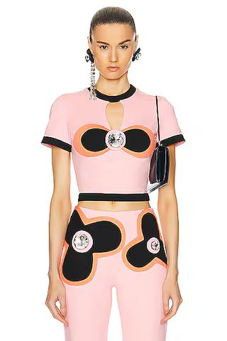 AREA Colorblock Bustier Cup T-shirt in Multi Pink | FWRD | FWRD 