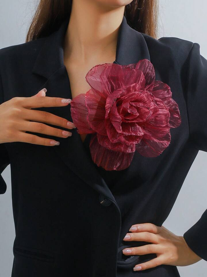 1pc Unieke handgemaakte organza bloemen broche, vintage Franse stijl chique niche ontwerp, elegan... | SHEIN