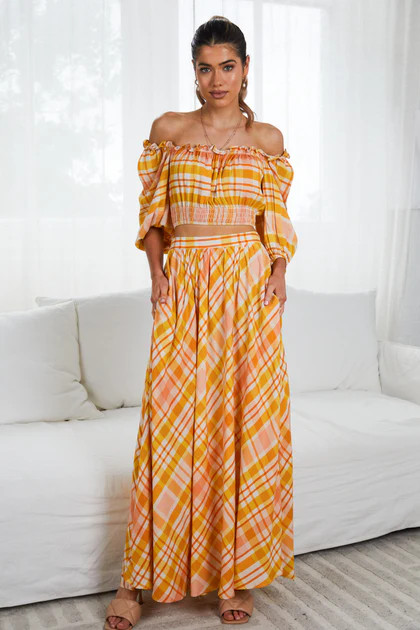 Argie Skirt - Yellow Print | Esther & Co (AU)