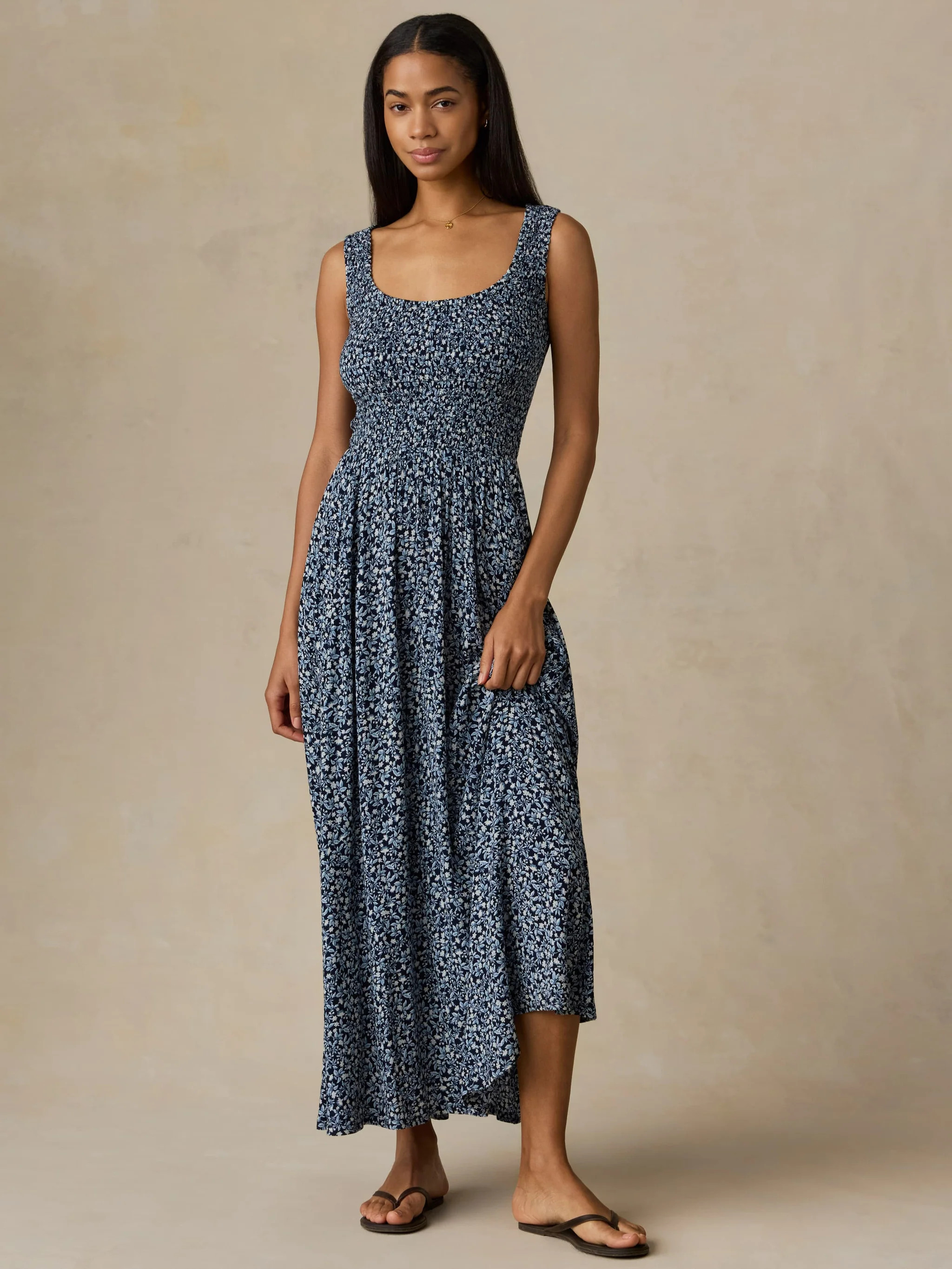 Sophia Smocked Dress - Coastal Bloom | Faherty
