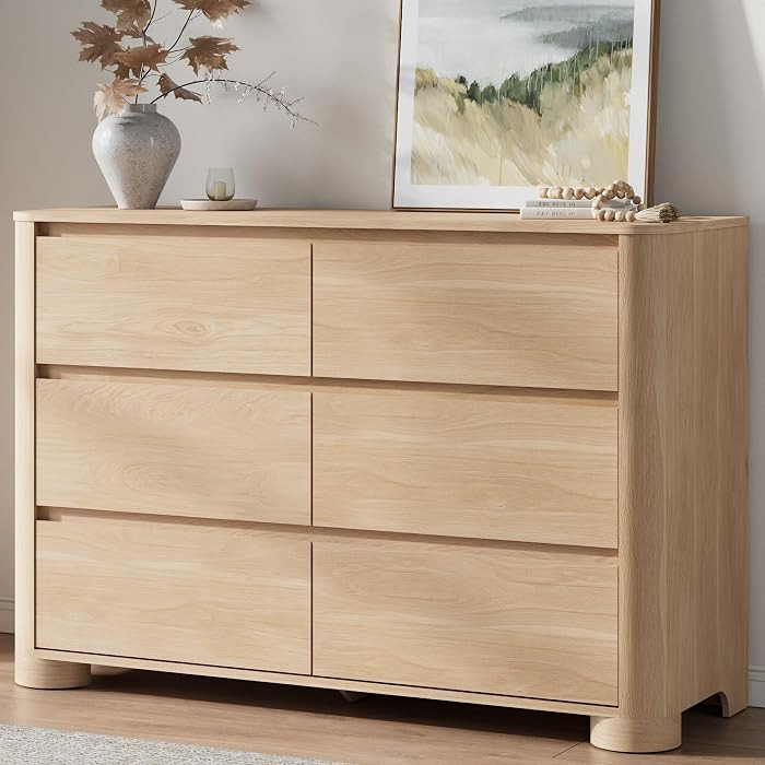 Dresser for Bedroom with 6 Drawers, 47" W Modern Chest of Drawers with Unique Thickened Foot, Rou... | Amazon (US)