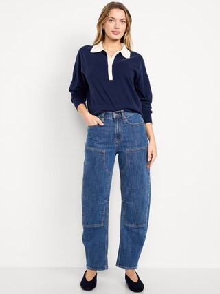 High-Waisted Baggy Barrel Utility Jeans | Old Navy (US)