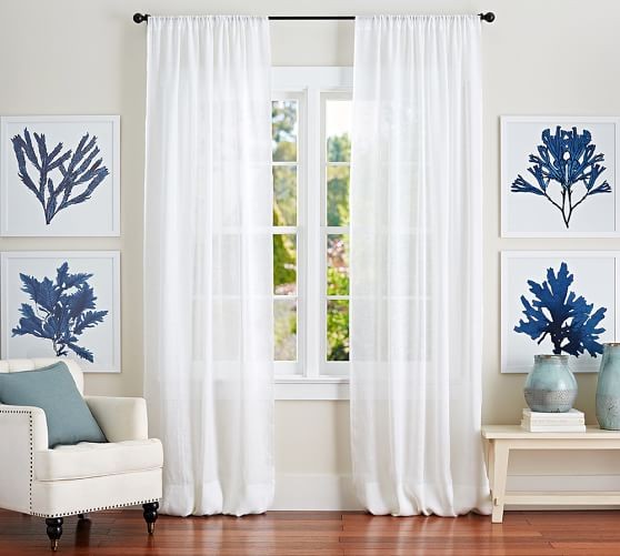 Belgian Flax Linen Sheer Curtain - White | Pottery Barn (US)