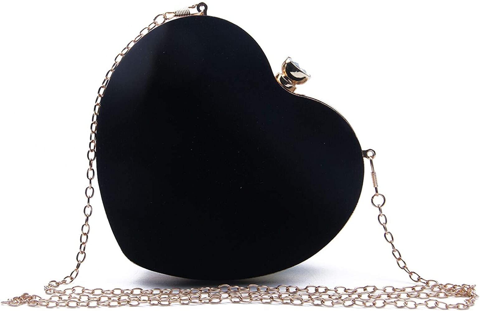 SUKUTU Womens Heart Shape Evening Bag Purse Velvet Party Tote Mini Handbag Clutch Chain Clear Should | Amazon (US)